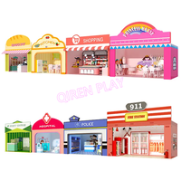 Équipement d'expérience interactive de maison de jeu de rôle de pompier commercial Kids Pretend Playhouse pour les terrains de jeux intérieurs