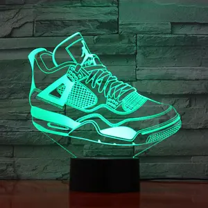 3D LED Light Sneakers Sign Acrylic Illusion Night Lamp RGB Flashing Cool Gift Desktop Setup Computer Backlight Room Decoration