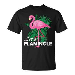 Camiseta con estampado de flamencos rosas, diseño Cute Lets Flamingle Birthday - Product Image 1