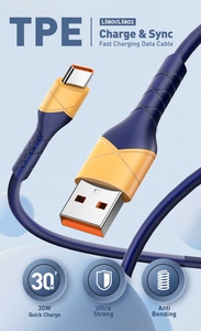LDNIO LS801 Cáp Dữ Liệu Sạc Nhanh 1M 30W Cáp <span class=keywords><strong>USB</strong></span> Tpe Cho Điện Thoại - Product Image 2