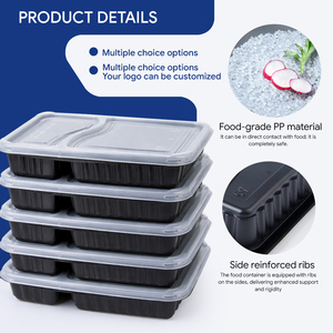 Boîte à lunch jetable à 2 compartiments, en plastique, pour la restauration rapide - Product Image 3