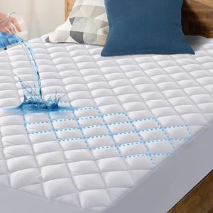 Protège-matelas matelassé en coton blanc 200TC, populaire et économique, imperméable, avec bande élastique aux quatre coins, hypoallergénique - Product Image 6