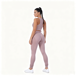 Set Yoga Personalizzato per Donne, Top e <span class=keywords><strong>Leggings</strong></span> per Fitness e Corsa, Completo Sportivo Senza Cuciture - Product Image 3