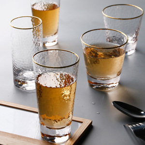 Tasse en verre transparent à motif martelé en or, 1 pièce, gobelet d'eau pour fruits et bonbons - Product Image 4
