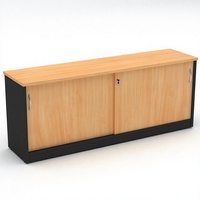Meuble de rangement bas moderne autoportant avec portes coulissantes verrouillables pour bureau, en MDF/PB, avec porte-fichiers et rangement latéral