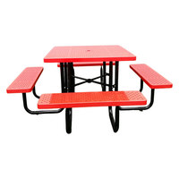 Table de pique-nique carrée en métal perforé commercial d'extérieur banc meubles de jardin table à manger en acier table basse de patio extérieur