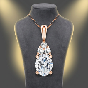 Colgante de Diamante Cultivado en Laboratorio con Corte Ovalado Certificado por IGI, Detalles de Diamantes, Oro 10K/14K/18K, Plata 925/935, Estilo Étnico para Compromiso y Boda - Product Image 1