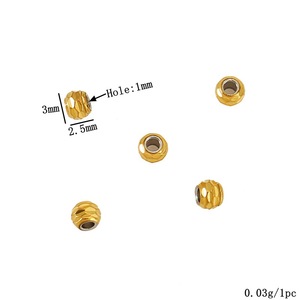 Fish Scale Round Beads Large Hole | 18K PVD Gold Plated Stainless Steel Textured <b>Spacer</b> for DIY Bracelet Necklace Jewelry - Product Image 2