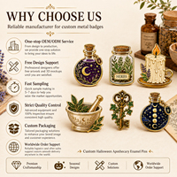 Fournisseur OEM en gros : Badges, épingles et broches en métal émaillé, design fêtes et Halloween, motifs bouteilles de potion d'apothicaire et herbes, avec logo personnalisé, pour revers, cadeau