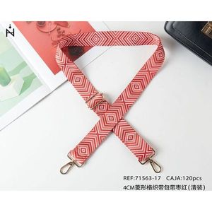 Cinghia in tessuto da 4 cm con motivo a rombi rosso per borsa - Product Image 3