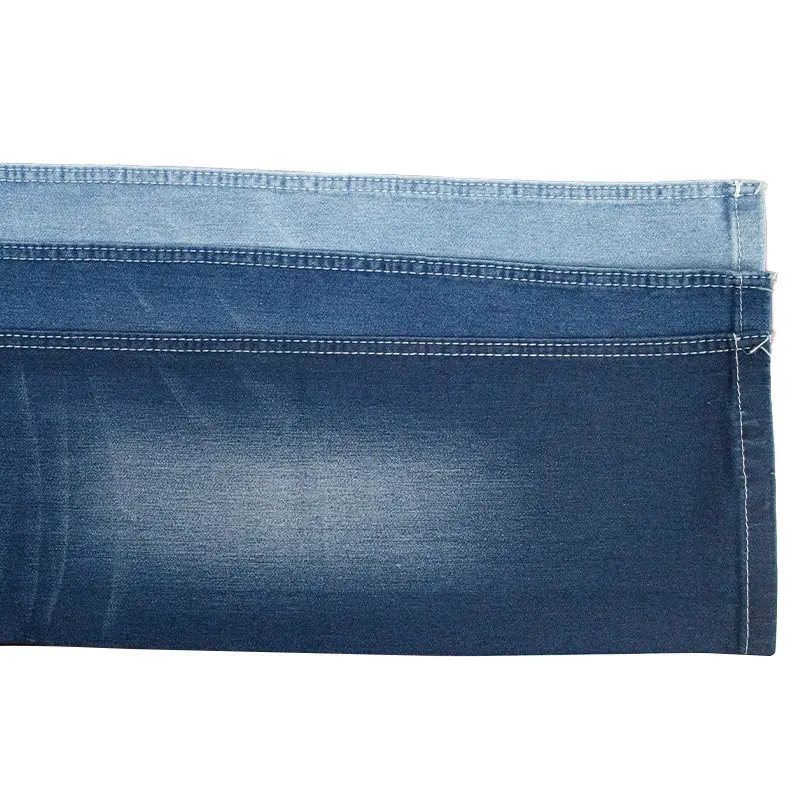 9.5 oz mavi orta streç saten örgü denim kumaş 65% pamuk 20% poli 14% viskon rayon 1% spandex denim kumaş