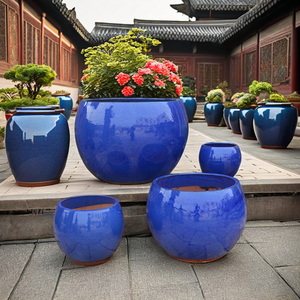 Grands pots en céramique émaillés faits à la main, magnifiques pots à fleurs en céramique pour le jardinage à domicile et l'utilisation au sol dans les centres commerciaux, application de jardinière - Product Image 2