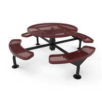 Mobilier d'extérieur Table de pique-nique commerciale à piédestal en acier avec banc Ensemble table à manger et chaises en métal pour restaurant à l'extérieur du parc