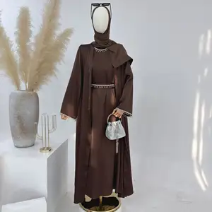 2024 Últimos diseños nueva moda islámica musulmana mujer cárdigan vestido encaje estilo caliente abaya