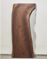 Table à manger moderne en bois massif avec bord naturel et finition époxy, robuste, écologique, multifonctionnelle, pour bar à domicile ou salle à manger, 1,8 m, en noyer