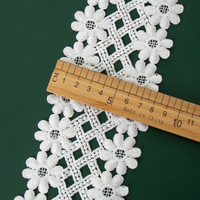 Dentelle brodée de 8 cm de largeur, 1 pièce, broderie de haute qualité, blanc, Guipure, Soluble dans l'eau, lait, coton Polyester, garniture