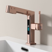 Robinet de lavabo gris canon allemand, affichage numérique intelligent, multifonction, robinet extractible pour eau chaude et froide, lavabo de salle de bain