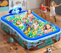 2-in-1 Elefanten-Wasserspritzbecken Aufblasbarer Familien-Swimmingpool für Kinder zum Spielen und Bällebaden