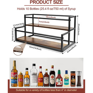 Nabao Two Tier Syrup Holder Wooden Countertop <b>Storage</b> <b>Rack</b> For Coffee Condiments Organizer - Product Image 4
