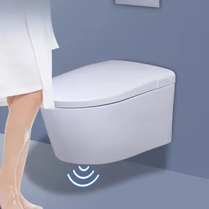 Inodoro de pared moderno de mármol, Sensor de baño de lujo, Control remoto eléctrico inteligente, tanque de agua oculto