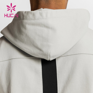 Logo personalizzato di alta qualità tasche grigie in bianco leggero semplice palestra sport Top tagliati senza maniche felpe con cappuccio per gli uomini - Product Image 3