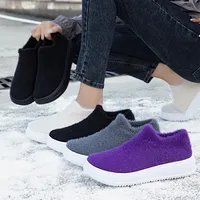 Chaussures d'hiver tendance pour femmes à largeur extra-large, à enfiler, avec doublure chaude en polaire, semelle intermédiaire en EVA amortissante et respirante