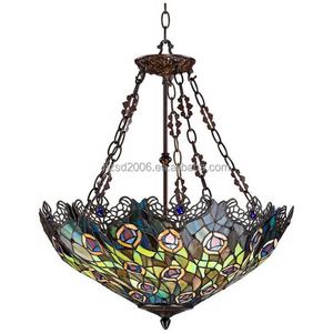 Lampe suspendue de style Tiffany, design queue de paon, 22 pouces, style baroque classique européen, LED, poudre, pour salon, chambre à coucher - Product Image 6