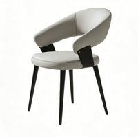 Chaise de salle à manger moderne de style scandinave, luxueuse, écologique, durable et stable, avec finition en similicuir métallique et dossier rembourré pour