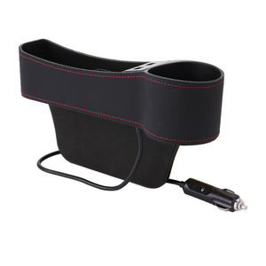 Organizador de cuero PU para hueco de asiento de coche, <span class=keywords><strong>bolsa</strong></span> de almacenamiento multifuncional con soporte para taza y carga USB - Product Image 6