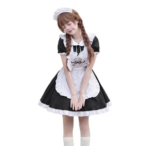 Japanese Maid Cosplay Costume Black Polyester Anime Role Play Lolita Outfit Plus Size Winter 2022 - Product Image 5