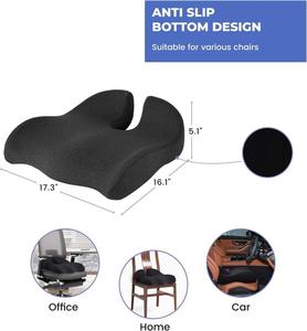Cojín de Gel y Espuma Viscoelástica <span class=keywords><strong>para</strong></span> Aliviar el Dolor de Coxis, Base Antideslizante con Funda Extraíble <span class=keywords><strong>para</strong></span> Silla de Oficina, Coche, Silla de Ruedas, Negro - Product Image 5