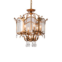 Nouvelle suspension luminaire style campagnard avec bougies décoratives et roses en céramique blanche, feuilles métalliques APCITL
