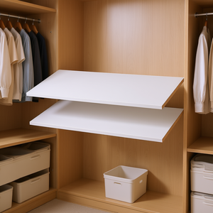 Étagères de placard à double niveau en mélamine, organisateur de rangement mural pour armoire, solution d'organisation rectangulaire - Product Image 2