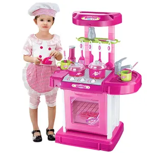 2022 New kids happy cooking kitchen toys with plastic vegetable food accessories set and sink for pretend play children girls