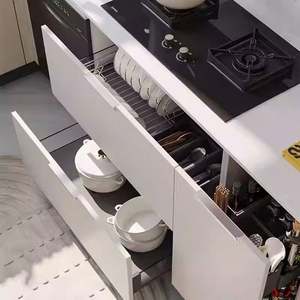 Gabinetes de Cocina Modulares de Madera Personalizados de Lujo con Encimera de Mármol Artificial y Cestas para Cajones de China - Product Image 2