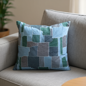 Cuscini e Imbottiture in Tessuto Scamosciato Blu Pavone 45*45, Antelina Stampata - Product Image 2