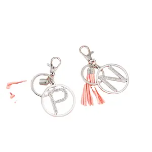 Qiuhan Charms for Handbags Crystal Alphabet Initial Letter Pendant with Tassel Letter Kevchain For Women