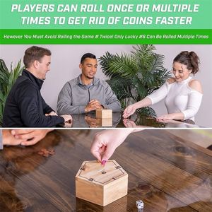 Juego de dados de gota de moneda de mesa para niños y adultos hecho a mano Premium gran regalo juego de Penny con 2 dados y reglas de juego - Product Image 5