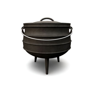 Olla grande de hierro fundido presazonado, olla de Camping, hervidor de fuego abierto - Product Image 6