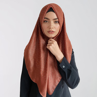 Nouveau style 90*90cm Hijab carré à pois uni en satin de polyester imitation soie de qualité supérieure, décoré de strass, réversible et durable, pour femme musulmane