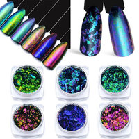 Paillettes de vernis à ongles Pigments irisés à couleur changeante Duo Chrome Chameleon Flakes