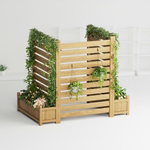 Jardinière carrée <span class=keywords><strong>en</strong></span> bois avec treillis, écran d'intimité pour jardin, bac à plantes avec trous de drainage, durable, écologique, pour plantes grimpantes et fleurs - Product Image 5