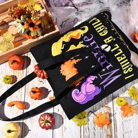 Sacs de fête d'Halloween-Lot de 3 fourre-tout en toile de coton avec chapeau de sorcière