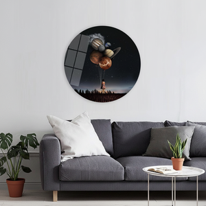 Elegant Printed Canvas: Girl with Planet <b>Balloons</b> Space <b>Decor</b>,TEMPERED GLASS ART - Product Image 3