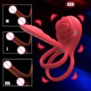 Doppio motore coppia risonatore ispessimento vibratore grande pene martellante clitoride telecomando rosa blocco dello sperma anello per coppie - Product Image 3