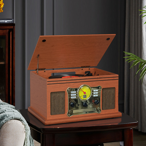 Bằng gỗ Retro Bluetooth Turntable Player với Cassette CD nghe Nhạc FM - Product Image 2