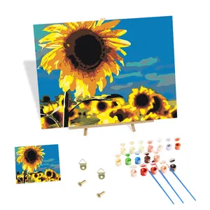 Sonnenblumen Abbildung nach Zahlen Malerei Kunst Acrylfarben einfaches DIY-Malerei nach Zahlen