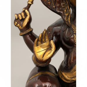 รูปปั้นพระพิฆเนศสี่แขน20นิ้วที่สง่างามรูปปั้นทองเหลืองประติมากรรม pagdi ที่น่าประทับใจ - Product Image 1