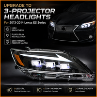 Pour Lexus ES250 ES300h ES350 2013-2014 Facelift Nouvelle version carrée 2023 Phare avant LED à 3 faisceaux avec éclairage matriciel animé