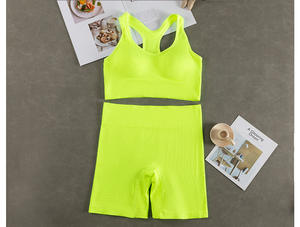 Top y mallas de gimnasio de cintura alta multicolor para mujer, conjunto deportivo de Yoga, entrenamiento de 2 piezas, trajes deportivos, ropa, chándal - Product Image 3